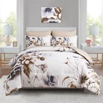 Luxudecor Floral Comforter Set King Size 7 Piece, Beige Flower Bed Bag,. Fixed Price $94.06.