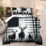 Kxry Black And White Elk Usa American Flag Comforter Set Queen Size Quilt. Fixed Price $73.51.