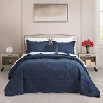 Luxurious Oversized King Bedspread Set, Reversible, Navy Blue, 5 Pieces. Fixed Price $248.99.
