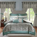 Madison Park 24 Piece Faux Silk Paisley Queen Comforter Set With Matching Curtai. Fixed Price $152.10.