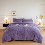 Chovy Faux Fur Plush Purple Comforter Sets - Ultra Full/queen,. Fixed Price $99.46.