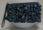 Super Cute Light Weight Un-branded All Black Ruffled Zipper Hand Clutch Bag. Fixed Price $5.00.