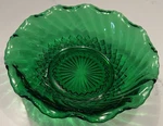 Anchor Hocking Fire Green/emerald Diamond Pattern Ruffled Edge Bowl 6.5. Fixed Price $12.00.