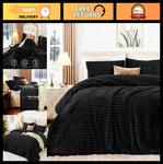 Fluffy King Size Comforter Set - Soft Faux Fur Stripe Jacquard Bedding, 3 Pieces. Fixed Price $80.99.