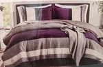 New 510 Design Boulder Stripe Pieced Faux Suede Comforter Set - Purple King/cal. Fixed Price $125.99.