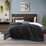 5PC Twin Femi Enzyme Washed Embroidered Comforter Set Black - Geneva Home. Fixed Price $23.99.