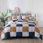 Caressma King Plaid Checkered Comforter Set Navy Gray 3 Piece Fluffy Geometric. Fixed Price $62.74.