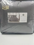 Hotel Collection Linen Blend 3PC Full/queen Comforter Set Grey Preowned W/def. Fixed Price $104.00.