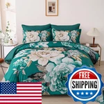 Dintszyayue Floral Comforter Set Queen Size 7 Pieces Teal Blue Flower Bed. Fixed Price $91.54.