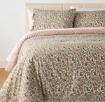 2PC Twin/twin Extra Long Reversible Floral Comforter Set Pink/green- Threshold. Fixed Price $95.00.