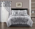 Chezmoi Collection 7-PIECE Jacquard Floral Comforter Set (king, Silver/gray). Fixed Price $69.50.