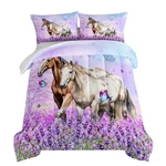 Hosima Farm Animal Bedding Set Horse Comforter,butterfly Lilac Floral Comfort.... Fixed Price $72.24.