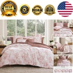 Luxurious 7-PIECE Bedding Set Pink Floral Queen Comforter Ultimate. Fixed Price $104.99.