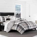 Eddie Bauer Comforter Set Micro Suede Modern Reversible Plaid, Black, Full/queen. Fixed Price $35.99.