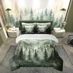 Smoky Mountain Bedding Set Nature Forest Comforter 7 Piece Queen Green. Fixed Price $95.74.