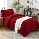 College Dorm Bedding Set Twin Xl - Dark Red Seersucker 5 Piece Comforter. Fixed Price $89.99.
