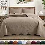 Luxury Bedspread Set 3 Piece Quilted Coverlet Throw Queen King Size Bedding. Fixed Price $27.80.