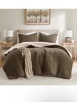 Madison Park Queen Comforter Set Cotton Chenille Waffle (brown). Fixed Price $60.00.