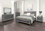 Glam Style Queen Size 6PC Bed Set Tapered Legs Nickel Ring Handles Gray Finish. Fixed Price $2575.00.