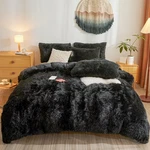 Besfunny Fluffy Faux Fur Black Comforter Cover Set Plush Queen,. Fixed Price $71.23.