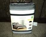 Mainstays Comforter Set W/ Sheets Queen 7 Pieces Red, Black, White Stripes New. Fixed Price $99.00.