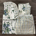 Waverly Sweet Violets Blue Floral Plaid 5 Pc Twin Bedding Set Sheets Skirt Sham. Fixed Price $49.95.