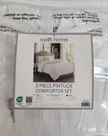 Swift Home 3 Piece Pintuck King Comforter Set Ultra Plush White. Fixed Price $89.99.
