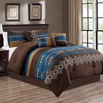 7 Piece Southwestern Native American Queen Comforter Set Navy Coffee Bedding. Fixed Price $112.99.
