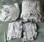 Vtg Fieldcrest Cannon Purple Floral Ruffle Full/queen Size Comforter Set 4PC. Fixed Price $260.93.