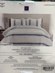 3PC King Farmhouse Stripe Reversible Comforter Set Blue - Lush D Cor. Fixed Price $36.49.