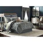 Croscill Chantal Queen Bed Set 4PC Misty Blue Damask Comforter Shams Skirt *rare. Fixed Price $80.00.