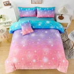 Perfemet Queen 6PC Mermaid Tail Print Comforter Set W/ Sheets Purple Pink Ombre. Fixed Price $86.10.