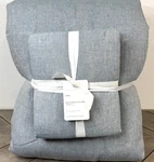 Pottery Barn Belgian Flax Linen King Comforter & 2 Shams Set Chambray Blue. Fixed Price $349.00.