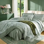 Queen Size Comforter Set 7 Piece, Jacquard Woven With Damask, Bedding. Fixed Price $124.99.