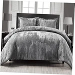 Fredsure Crinkle Velvet Comforter Set, 3 Pieces Face Queen Grey. Fixed Price $122.25.