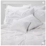 King 8PC Montvale Pinch Pleat Comforter Set White - Threshold. Fixed Price $33.99.