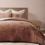 New West Elm Velvet Terracotta Clay Queen / King Bedding Comforter & Sham Set. Fixed Price $171.00.