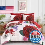 Drucon Red Floral Comforter Queen Size 7 Pieces Valentine's Day Bedding Sets. Fixed Price $65.38.
