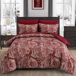 Djy Red Paisley Comforter Set California Size, 7 King,. Fixed Price $85.28.
