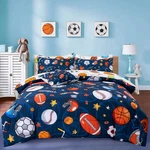 Bed In Bag Queen 6PCS Navy Sports Microfiber Comforter Set Nice Night Modern. Fixed Price $89.99.