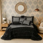 Tache Luxury Bedding Elegant Ruffled Floral Silver Sequin Black Comforter Set. Fixed Price $220.69.