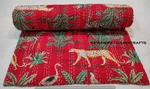 Indien Queen Animal Print Blanket Red Summer Cotton Home D?cor Kantha Quilt. Fixed Price $68.99.