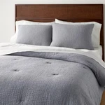 Full/queen Gauze Stitch Pin Dot Comforter Blue - Hearth & Hand With. Fixed Price $37.99.