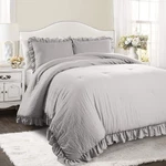 Lush Decor Reyna Ruffle Comforter Set, King, Light Grey, 3 Piece Cozy Bedding.... Fixed Price $225.68.