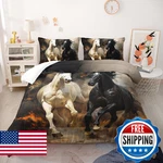 Nttopship Horse Print Comforter King Size,black And White Bedding Set,. Fixed Price $108.51.