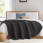 Chunky Knit Blanket Throw 60 X80 Soft Cable Crochet Dark Grey. Fixed Price $114.99.