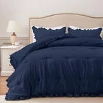 Harborest Queen Comforter - Navy Ruffle Size Bed Fluffy. Fixed Price $83.72.