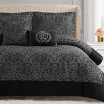 Juicy Couture Dovona Bedding 4-PIECE Twin/twin Xl Comforter Set, Black. Fixed Price $117.12.