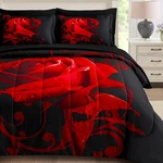 Red Comforter Set Queen, Reversible Rose 7 Pieces Bed In Bag, Lightweight. Fixed Price $88.99.