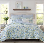 Laura Ashley Comforter Set Floral Cotton Polyester Soft Blue Full/queen (5-PC). Fixed Price $98.99.